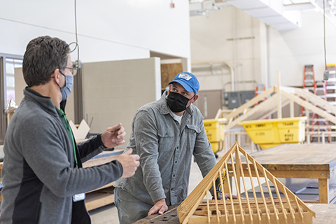 Chris in the construction lab at Delta