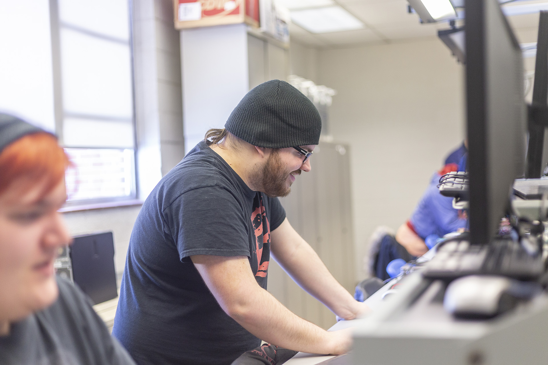 Students working in a computer lab