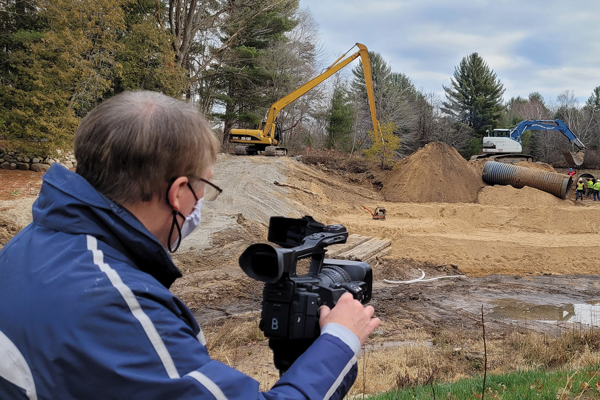 Public Media employee at construction site