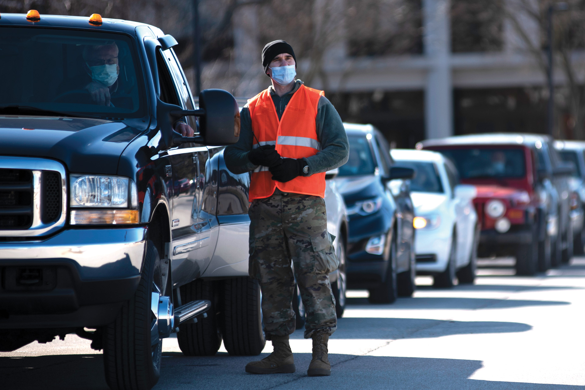 National Guard at vaccination clinic