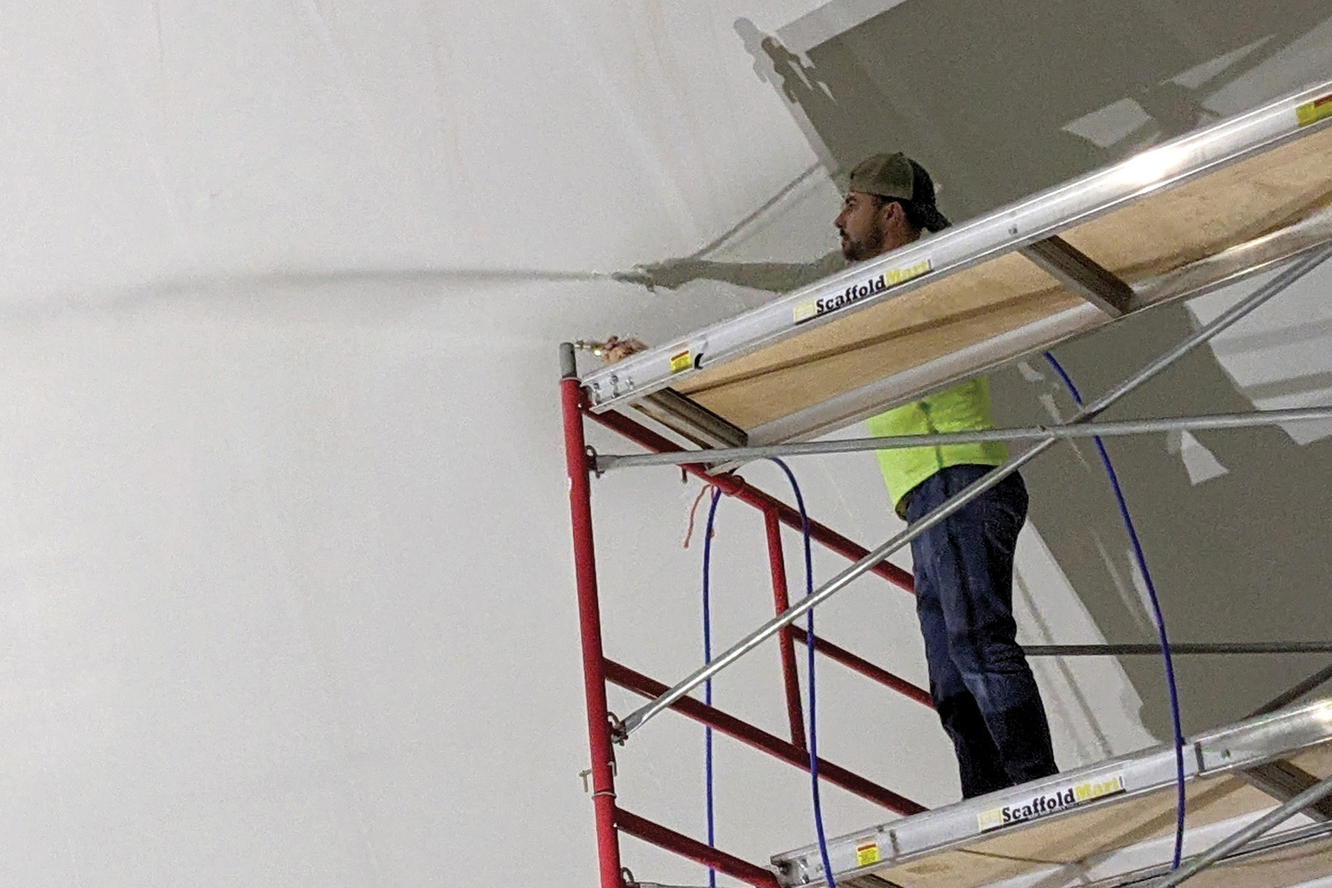 Delta College Planetarium dome during its repainting in January.