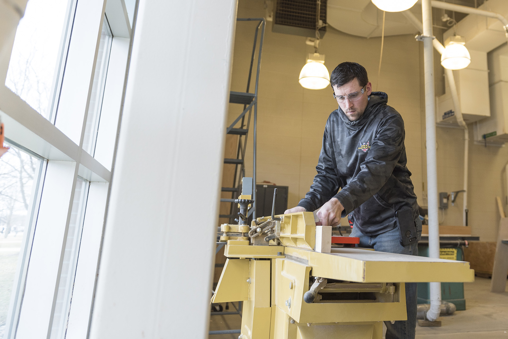 Student in construction lab