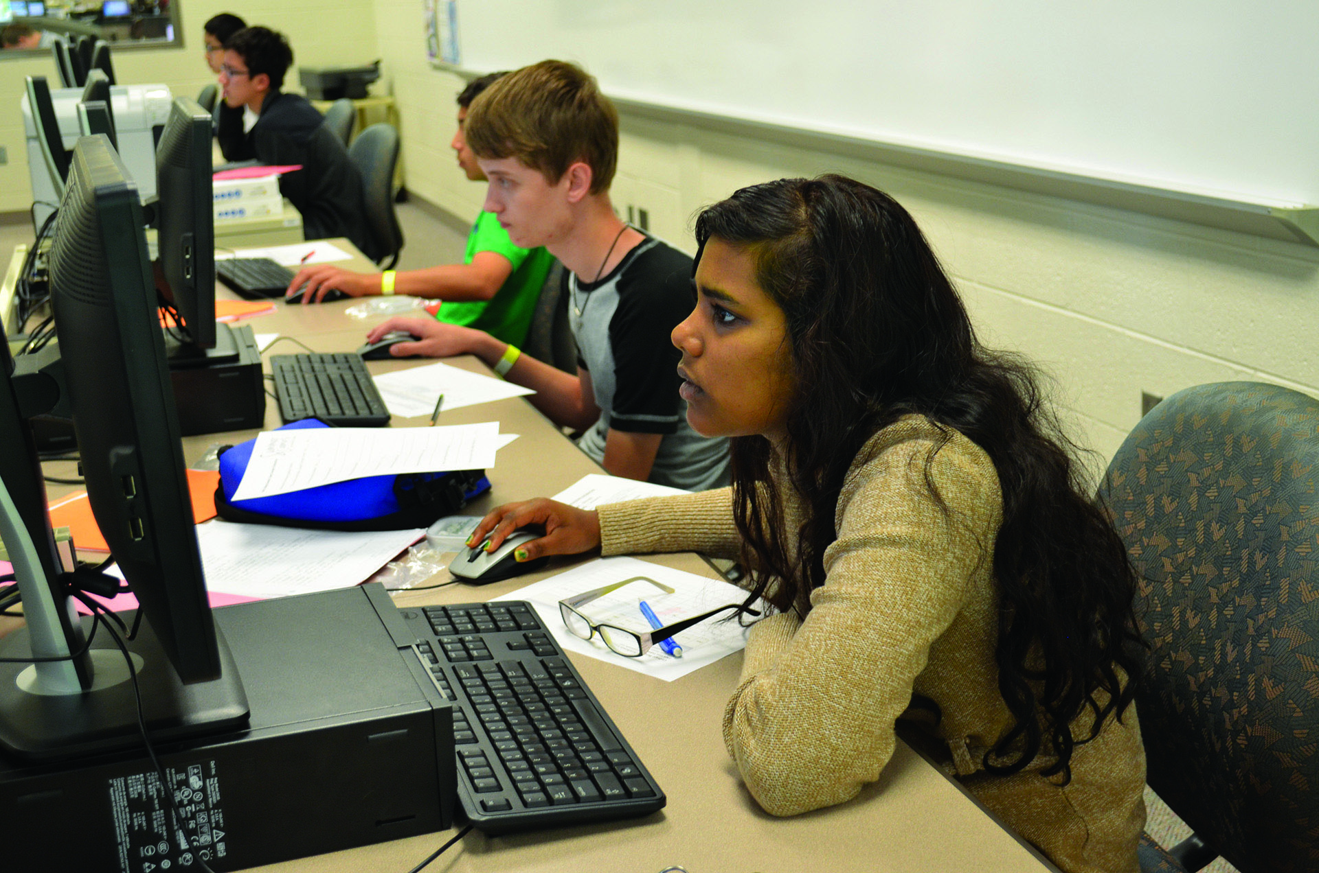 Students working at a computer